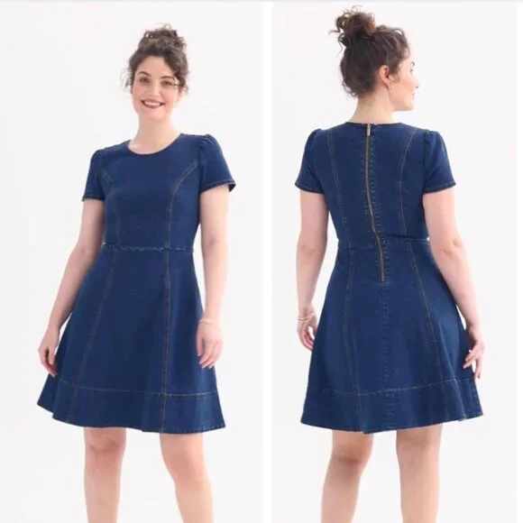 ⬇️PRICE DROP New Draper James Cream Denim Short Sleeve Circle Mini Dress, size 6 - Picture 2 of 13